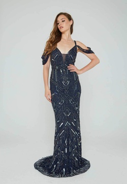Style 153 Aleta Blue Size 00 Tall Height Straight Dress on Queenly