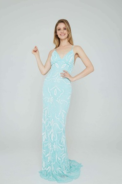 Style 196 Aleta Light Blue Size 2 Tall Height Prom Straight Dress on Queenly