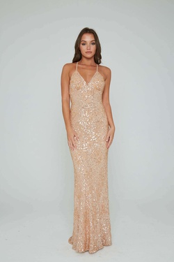 Style 274 Aleta Nude Size 14 Tall Height Prom Straight Dress on Queenly