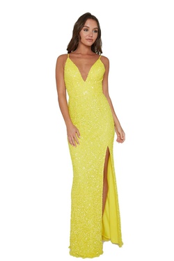 Style 333 Aleta Yellow Size 4 Tall Height Corset Prom Side slit Dress on Queenly
