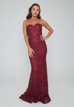 Style 391 Aleta Red Size 0 Tall Height Strapless Burgundy Prom Mermaid Dress on Queenly