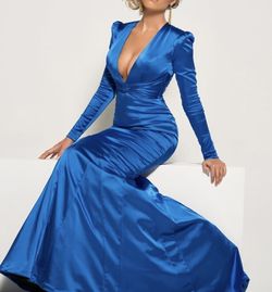 Sherri Hill Blue Size 6 Prom Silk Straight Dress on Queenly