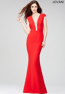 Style 26312 Jovani Red Size 4 Prom Mermaid Dress on Queenly