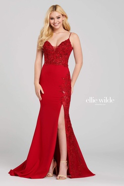 Style 120038 Ellie Wilde Red Size 2 Side slit Dress on Queenly