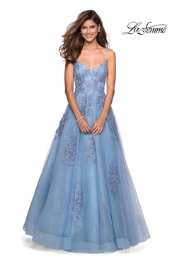 Style 27492 La Femme Blue Size 8 Ball gown on Queenly