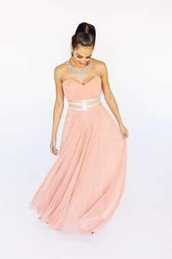Style 183753 McKenzie Rae Pink Size 8 Tall Height Strapless Prom Straight Dress on Queenly