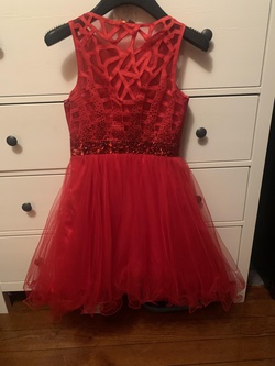 2654 Red Size 0 Flare Sheer A-line Dress on Queenly