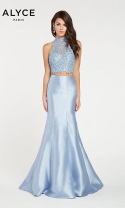 Style 60057 Alyce Paris Silver Size 0 Tall Height Prom Mermaid Dress on Queenly
