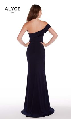 Style 59997 Alyce Paris Blue Size 10 Prom Navy Black Tie Straight Dress on Queenly