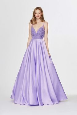 Style 91001 Angela and Alison Purple Size 2 Tall Height A-line Dress on Queenly