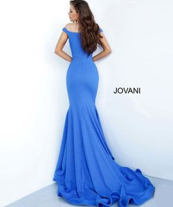 Style 55187 Jovani Blue Size 4 Tall Height Mermaid Dress on Queenly