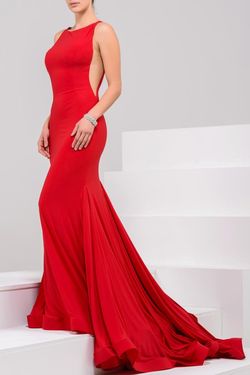Style 37592 Jovani Red Size 8 Tall Height Prom Mermaid Dress on Queenly