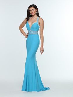 Style 31368 Zoey Grey Blue Size 0 Plunge Floor Length Mermaid Dress on Queenly