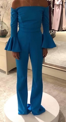 Fernando Wong Blue Size 2 Long Sleeve Interview Jumpsuit Dress on Queenly