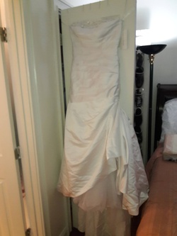 David's Bridal White Size 12 Wedding Mermaid Train Dress on Queenly