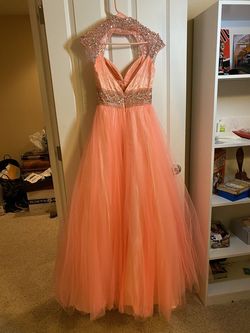 Mac Duggal Orange Size 4 Cap Sleeve Medium Height Prom Ball gown on Queenly