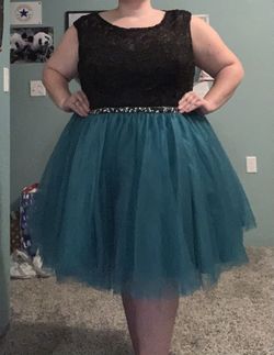 Sydneys Closet Multicolor Size 26 Midi Teal Cocktail Dress on Queenly