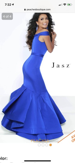 Jasz Couture Royal Blue Size 0 One Shoulder Prom Mermaid Dress on Queenly