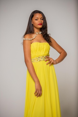 HOUSE OF LA'RUE  Yellow Size 6 Prom Tulle Black Tie Straight Dress on Queenly