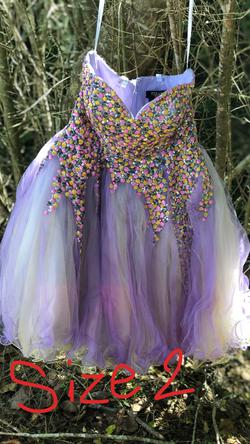 Terani Couture Multicolor Size 2 Light Purple Homecoming Tulle 50 Off Cocktail Dress on Queenly