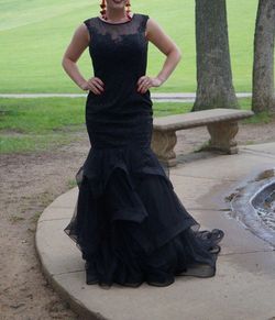 Panoply Black Size 10 Shiny Cut Out Prom Mermaid Dress on Queenly