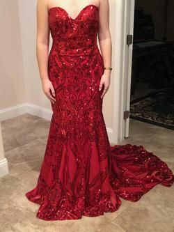 Mori Lee Red Size 12 Strapless Prom Mermaid Dress on Queenly