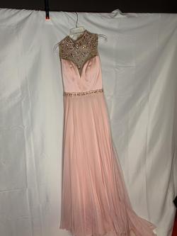 Sherri Hill Pink Size 0 Halter Train A-line Dress on Queenly