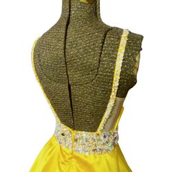 Custom Designer Yellow Size 2 Pageant Backless Prom Ball gown on Queenly