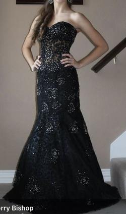 Jasz Couture Black Size 00 Print Strapless Prom Mermaid Dress on Queenly