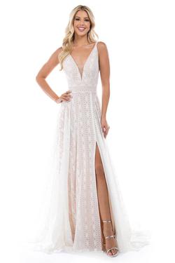 Style 6553 Nina Canacci White Size 16 Tall Height Nude Prom A-line Dress on Queenly