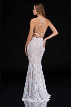 Style 2242 Nina Canacci White Size 2 Tall Height Nude Corset Prom Mermaid Dress on Queenly