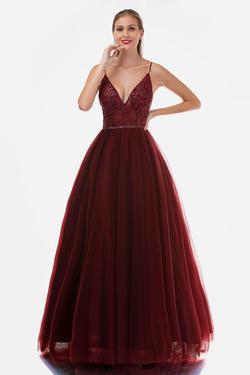 Style 2260 Nina Canacci Red Size 14 Plus Size Prom Burgundy Ball gown on Queenly