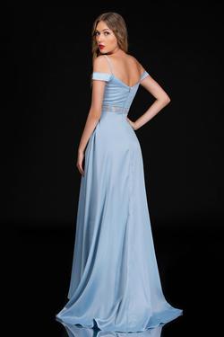 Style 6536 Nina Canacci Blue Size 4 Tall Height Prom Side slit Dress on Queenly