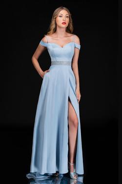 Style 6536 Nina Canacci Blue Size 10 Tall Height Prom Side slit Dress on Queenly