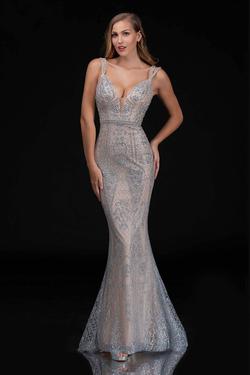 Style 8177 Nina Canacci Silver Size 6 Tall Height Prom Mermaid Dress on Queenly