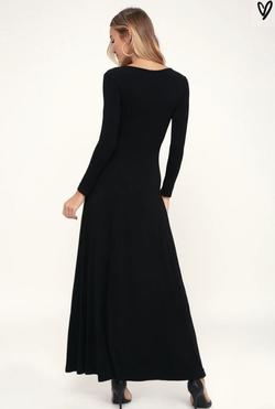 Swept Away Black Long Sleeve Maxi Dres Black Size 0 Prom Straight Dress on Queenly