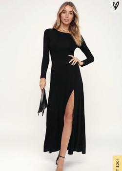 Swept Away Black Long Sleeve Maxi Dres Black Size 0 Prom Straight Dress on Queenly