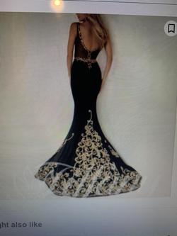 Tiffany Designs Black Size 12 Train Velvet Mermaid Dress on Queenly