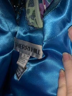 Sherri Hill Blue Size 2 One Shoulder Silver Cocktail Dress on Queenly