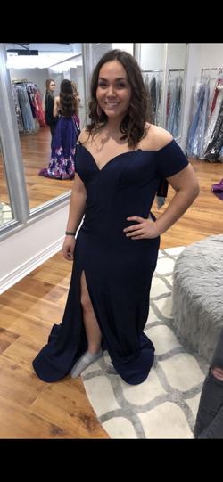 Glory Blue Size 14 Prom Side slit Dress on Queenly