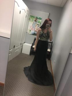 Style 72756 Rachel Allan Black Size 4 Train Prom Mermaid Dress on Queenly
