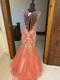 Rachel Allan Orange Size 12 Sheer Prom Mermaid Dress on Queenly
