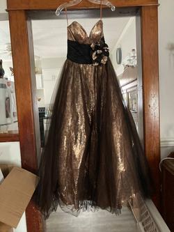 Jovani Gold Size 4 Print Prom Ball gown on Queenly