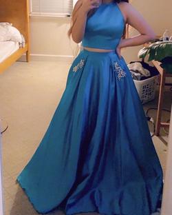 Sherri Hill Blue Size 4 Ball gown on Queenly