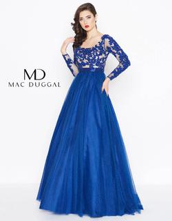 Style 65841 Mac Duggal Blue Size 14 Prom Tulle Plus Size Belt Ball gown on Queenly
