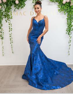 Style 77533 Mac Duggal Plus Size 16 Prom Sequined Royal Blue Side Slit ...