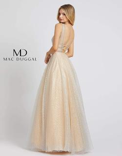Style 77402 Mac Duggal Gold Size 8 Sheer Prom A-line Dress on Queenly