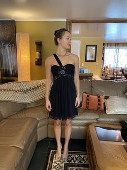 Cache Blue Size 2 Sequined Homecoming One Shoulder Winter Formal Cocktail Dress on Queenly