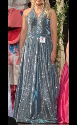 Let's Blue Size 8 Pageant Pockets Prom Ball gown on Queenly