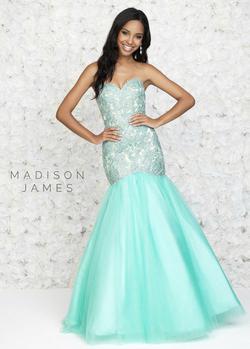 Madison James Light Blue Size 4 Medium Height Short Height Mermaid Dress on Queenly